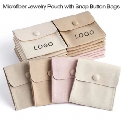 Microfiber Jewelry Pouch with Snap Button Bags